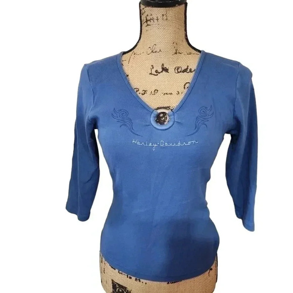 HARLEY Davidson Vintage Women's long sleeve tee. Size Medium - Picture 1 of 7